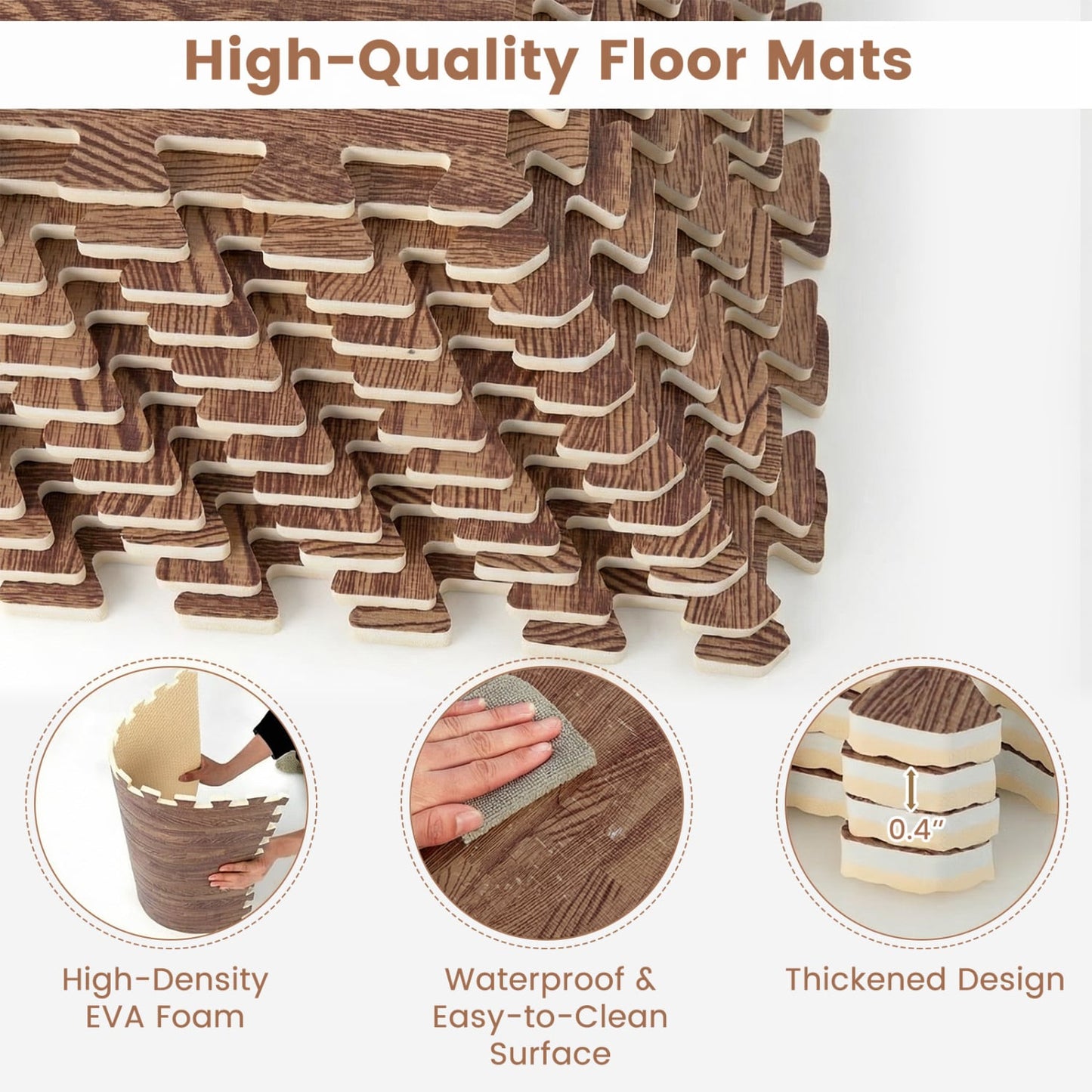 25 Tiles Wood Grain Foam Floor Mats, Brown Decorative Fencing & Flooring at Gallery Canada