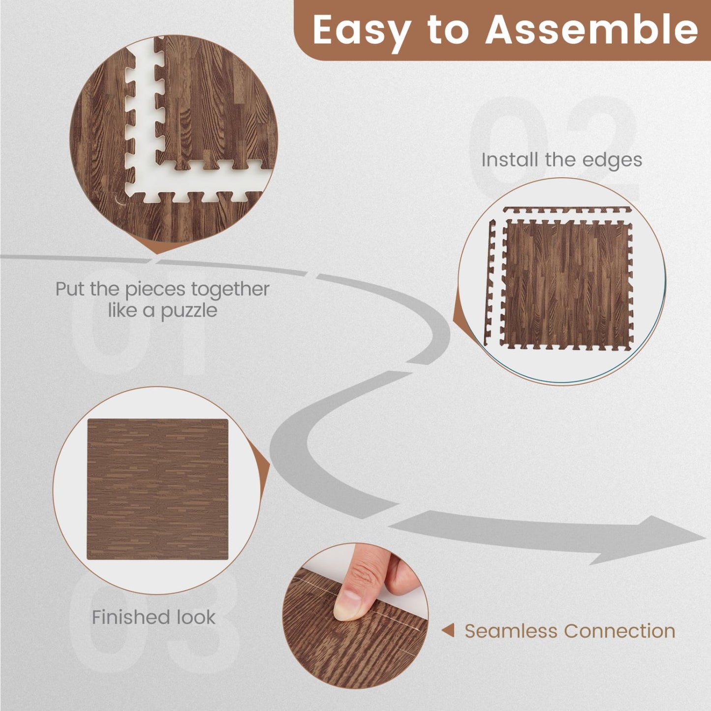 25 Tiles Wood Grain Foam Floor Mats, Brown Decorative Fencing & Flooring at Gallery Canada