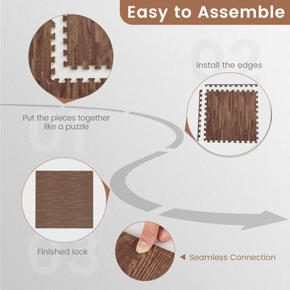 25 Tiles Wood Grain Foam Floor Mats, Brown Decorative Fencing & Flooring at Gallery Canada
