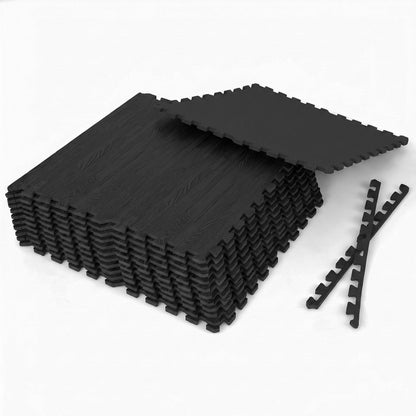 25 Tiles Wood Grain Foam Floor Mats, Black Decorative Fencing & Flooring at Gallery Canada