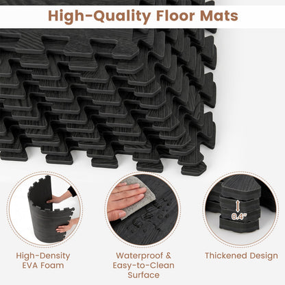 25 Tiles Wood Grain Foam Floor Mats, Black Decorative Fencing & Flooring at Gallery Canada