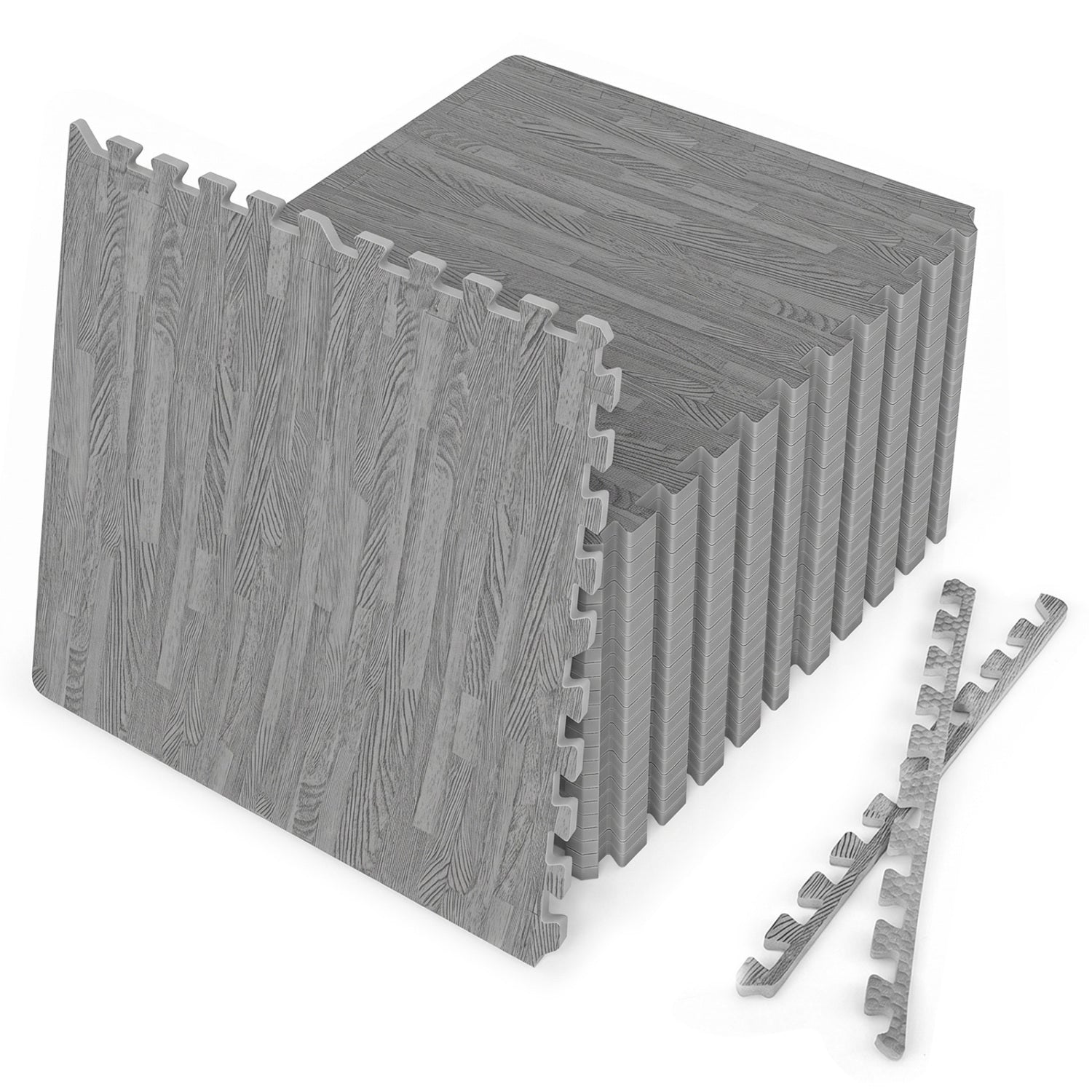 25 Tiles Wood Grain Foam Floor Mats, Gray Decorative Fencing & Flooring at Gallery Canada