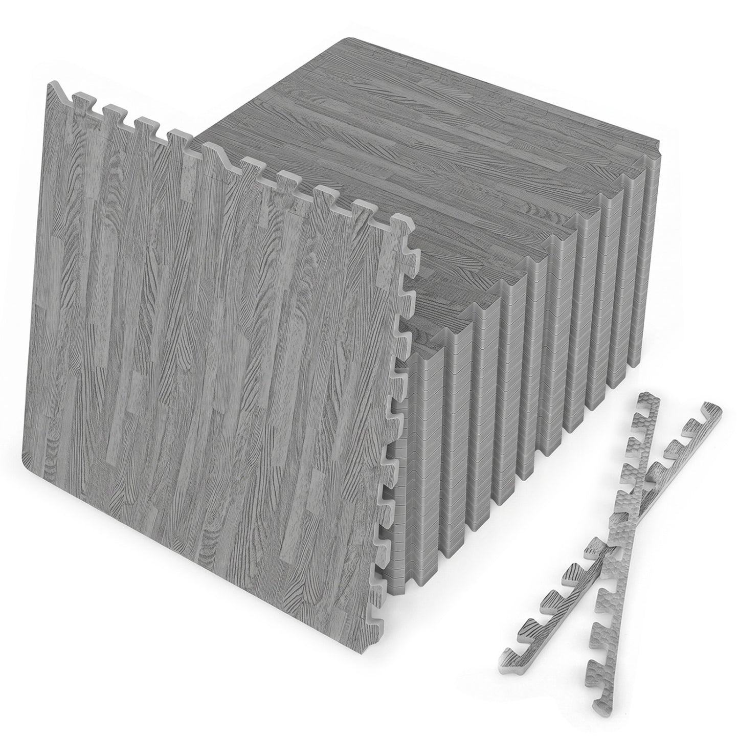 25 Tiles Wood Grain Foam Floor Mats, Gray Decorative Fencing & Flooring at Gallery Canada