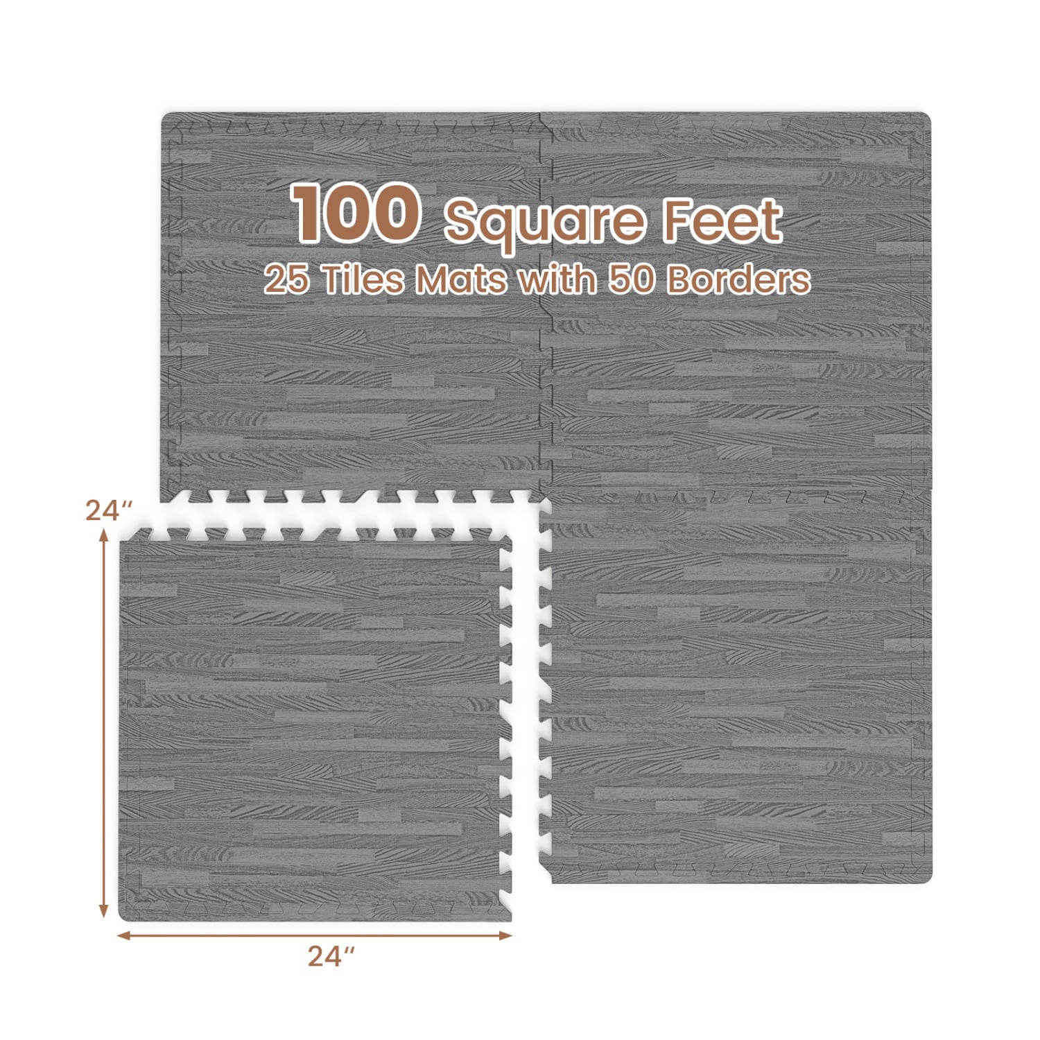 25 Tiles Wood Grain Foam Floor Mats, Gray Decorative Fencing & Flooring at Gallery Canada