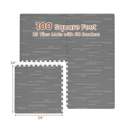 25 Tiles Wood Grain Foam Floor Mats, Gray Decorative Fencing & Flooring at Gallery Canada