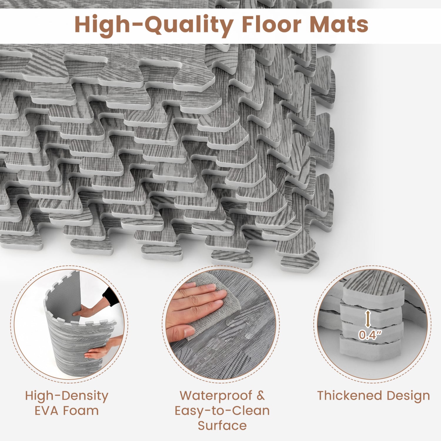 25 Tiles Wood Grain Foam Floor Mats, Gray Decorative Fencing & Flooring at Gallery Canada
