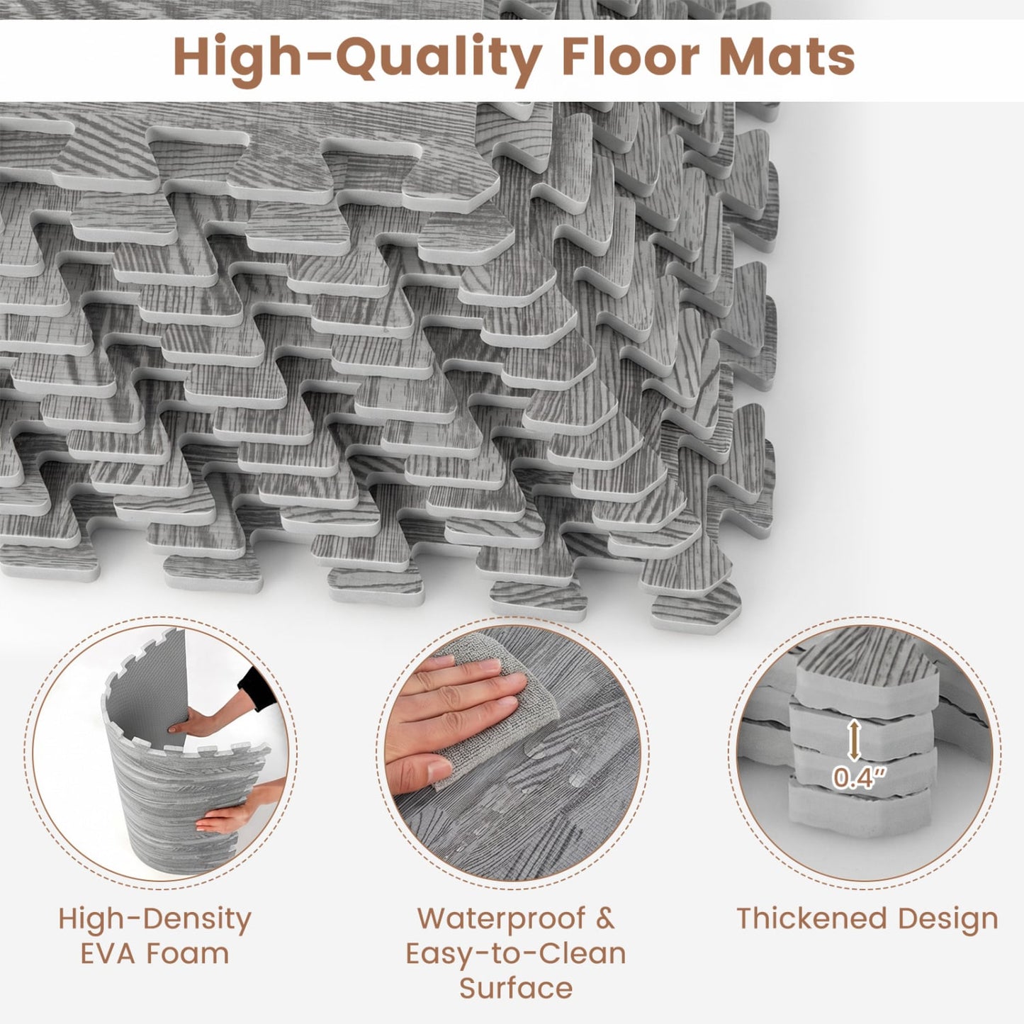 25 Tiles Wood Grain Foam Floor Mats, Gray Decorative Fencing & Flooring at Gallery Canada