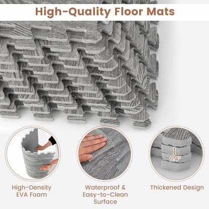 25 Tiles Wood Grain Foam Floor Mats, Gray Decorative Fencing & Flooring at Gallery Canada