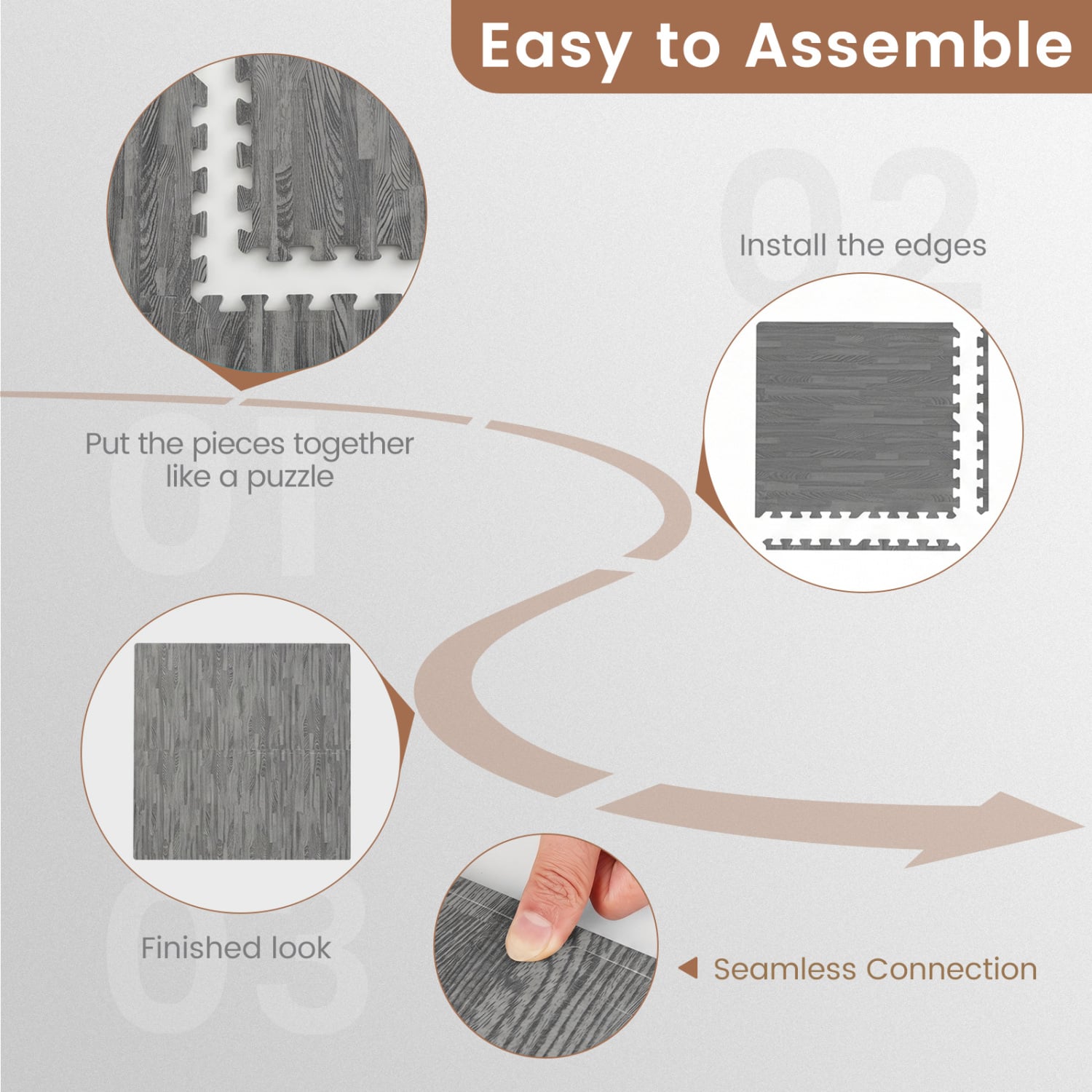25 Tiles Wood Grain Foam Floor Mats, Gray Decorative Fencing & Flooring at Gallery Canada
