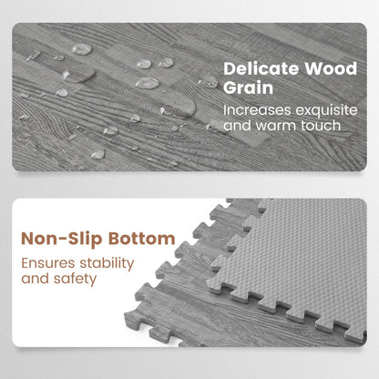 25 Tiles Wood Grain Foam Floor Mats, Gray Decorative Fencing & Flooring at Gallery Canada