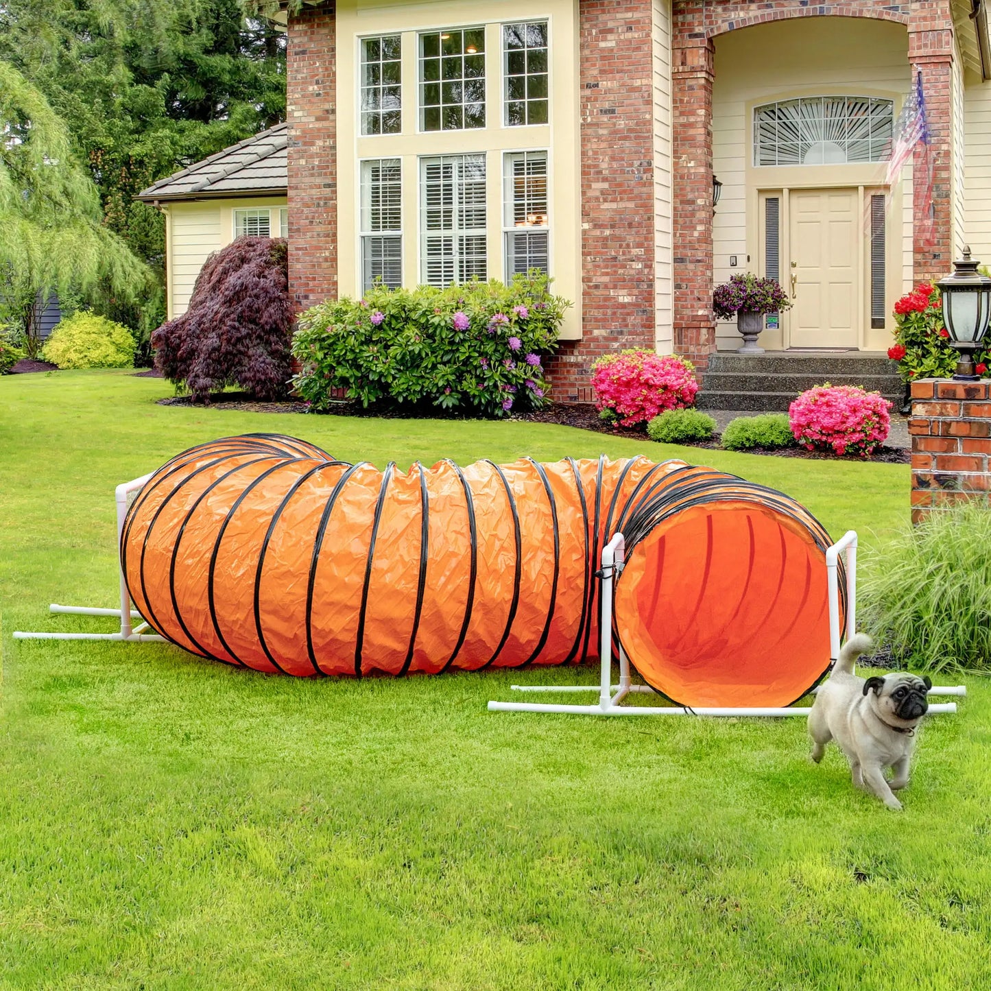 Dog Tunnel, 13 Foot Long, 24" Open Pet Agility Equipment with 2 Support Brackets, Carrying Bag, Orange Dog Agility Training Equipment at Gallery Canada