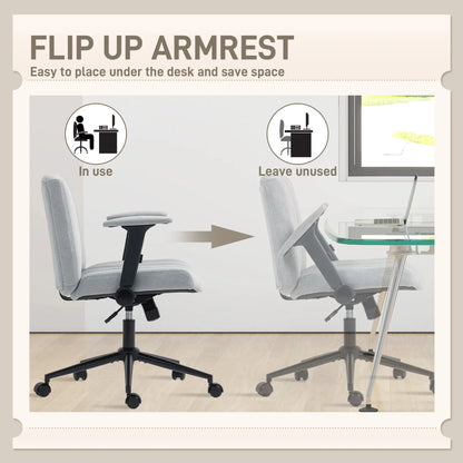 Criss Cross Chair with Flip-Up Armrests, Wheels, Adjustable Height, Tilting, Grey Task Chairs at Gallery Canada