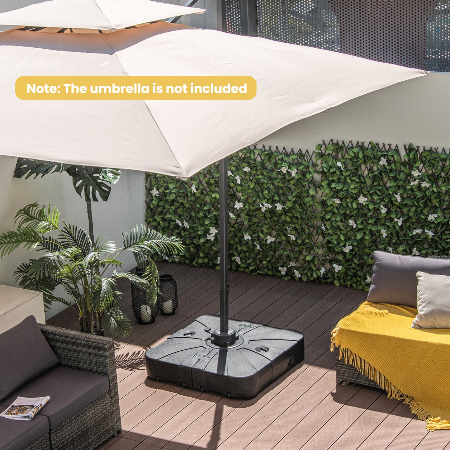 260 Lbs Offset Patio Umbrella Base With Wheels, Sand Water Filled, Black Outdoor Umbrella Bases at Gallery Canada
