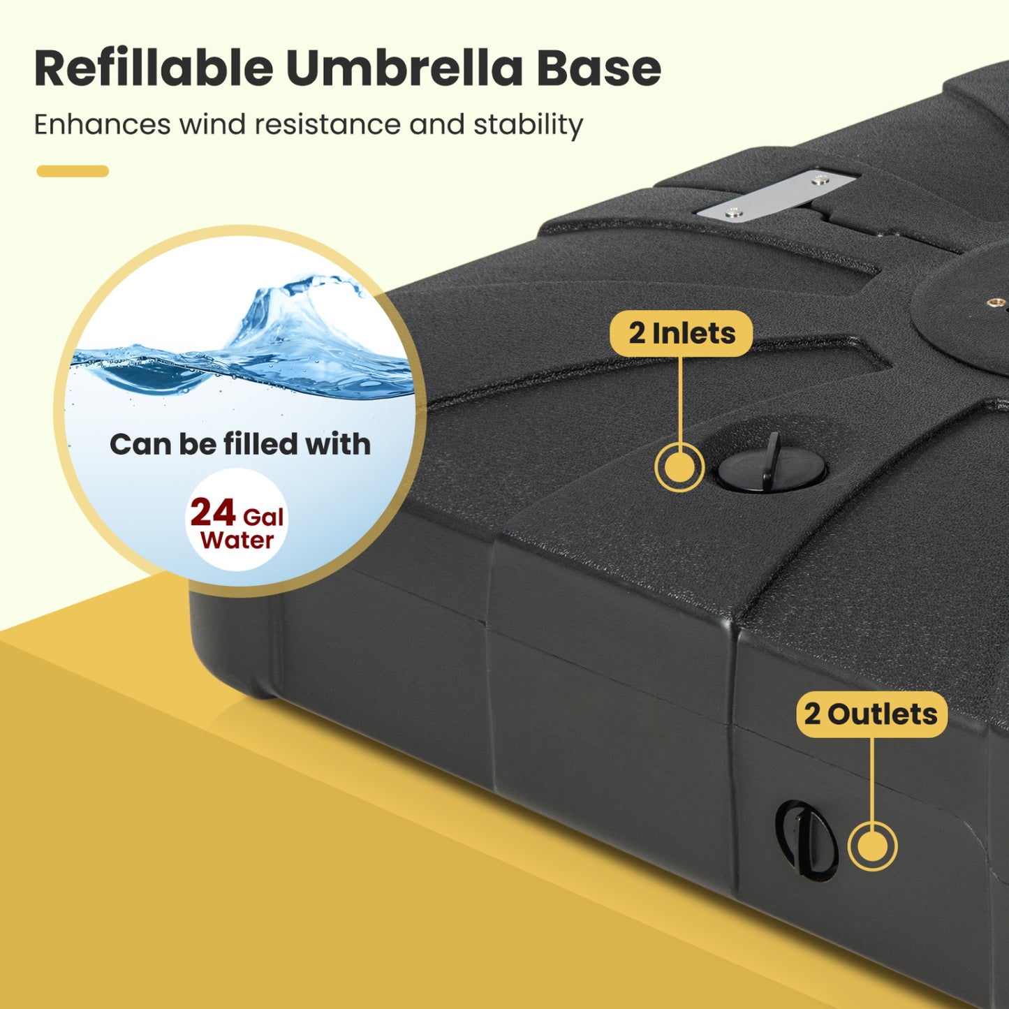 260 Lbs Offset Patio Umbrella Base With Wheels, Sand Water Filled, Black Outdoor Umbrella Bases at Gallery Canada
