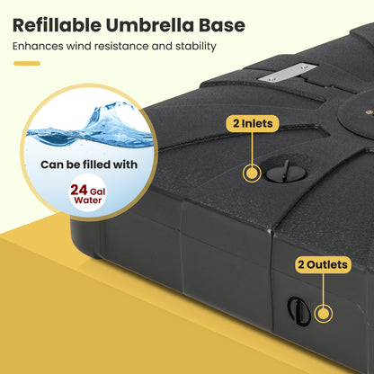 260 Lbs Offset Patio Umbrella Base With Wheels, Sand Water Filled, Black Outdoor Umbrella Bases at Gallery Canada