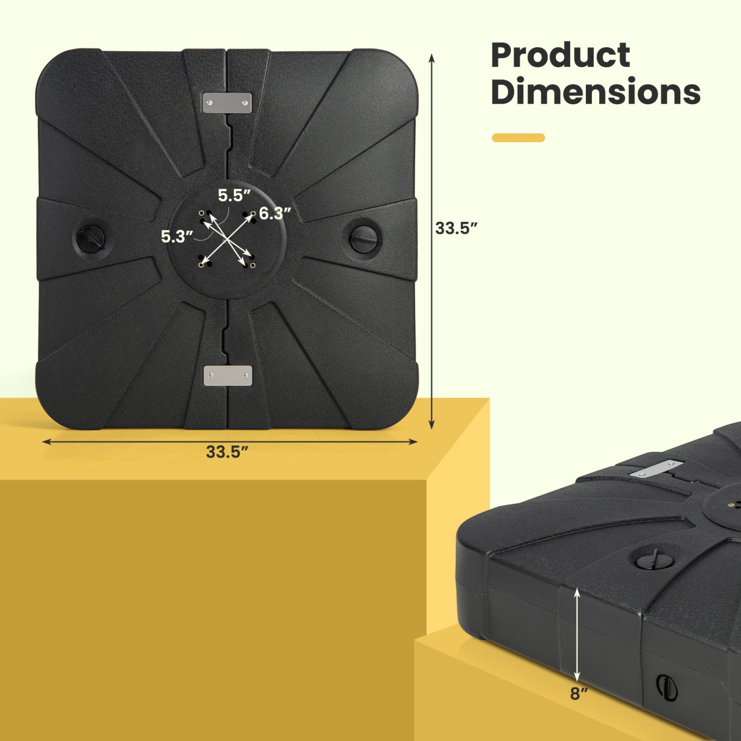 260 Lbs Offset Patio Umbrella Base With Wheels, Sand Water Filled, Black Outdoor Umbrella Bases at Gallery Canada