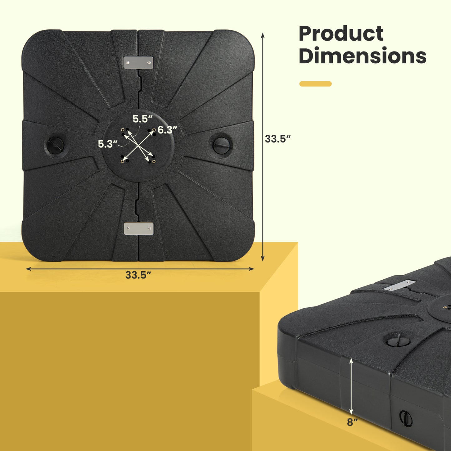 260 Lbs Offset Patio Umbrella Base With Wheels, Sand Water Filled, Black Outdoor Umbrella Bases at Gallery Canada