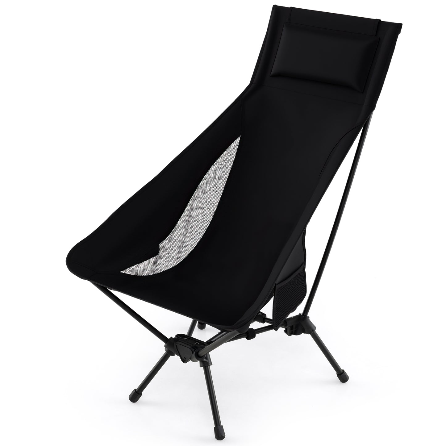 High Back Portable Camping Chair with Compact Carry Bag and Pillow, Black Camping Furniture at Gallery Canada
