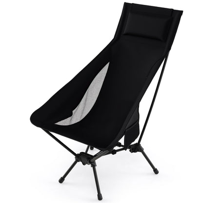 High Back Portable Camping Chair with Compact Carry Bag and Pillow, Black Camping Furniture at Gallery Canada