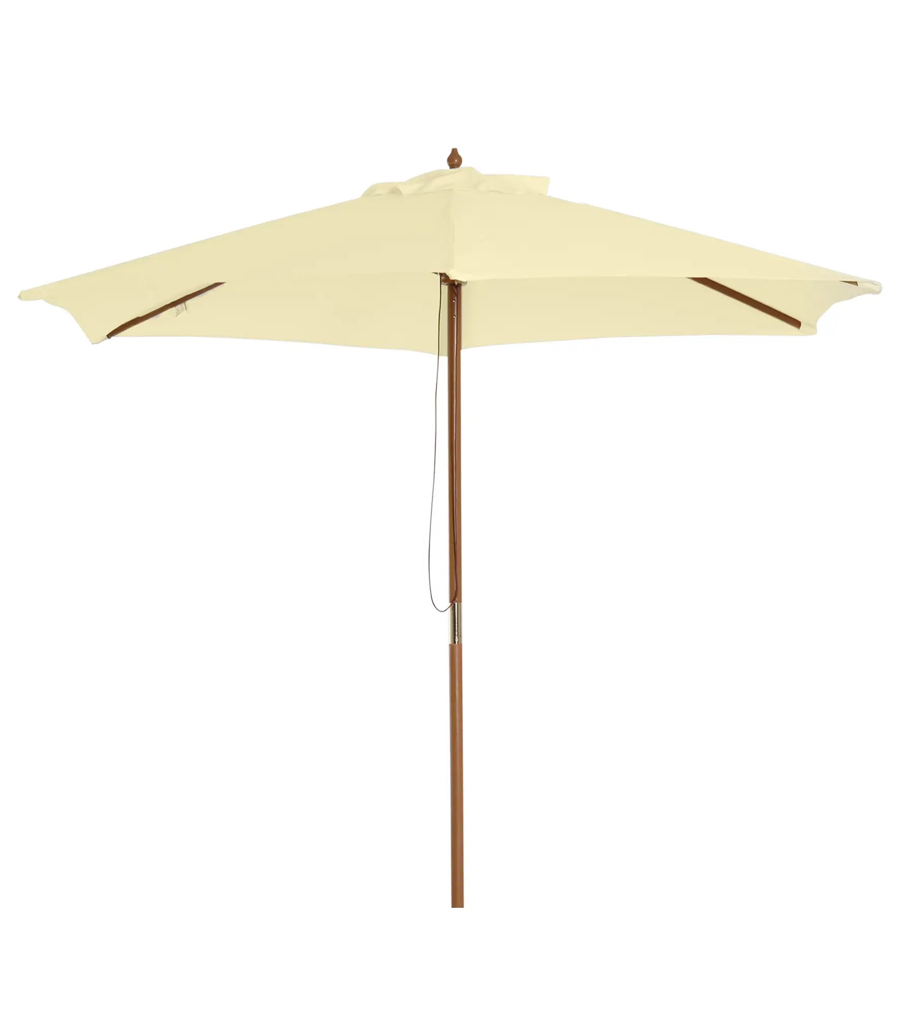 8FT Wood Market Umbrella, Round Garden Parasol, Bamboo Ribs, Cream White Sun Umbrellas Cream White, Teak at Gallery Canada