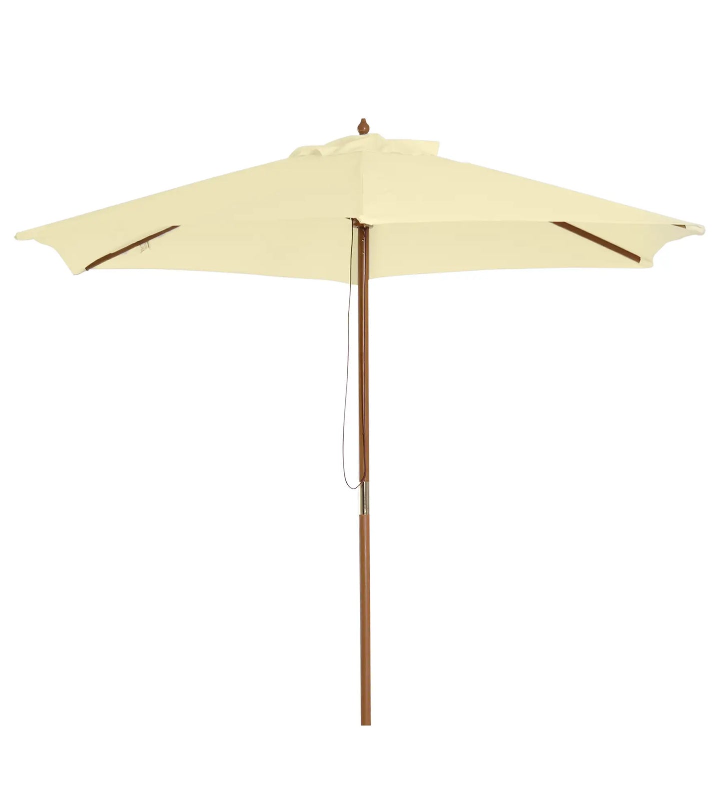 8FT Wood Market Umbrella, Round Garden Parasol, Bamboo Ribs, Cream White Sun Umbrellas Cream White, Teak at Gallery Canada