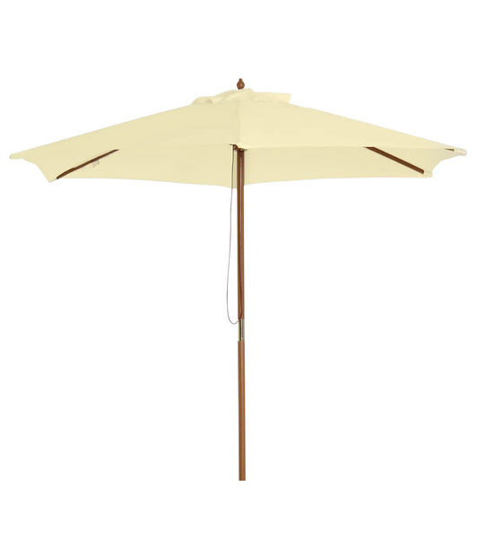 8FT Wood Market Umbrella, Round Garden Parasol, Bamboo Ribs, Cream White Sun Umbrellas Cream White, Teak at Gallery Canada