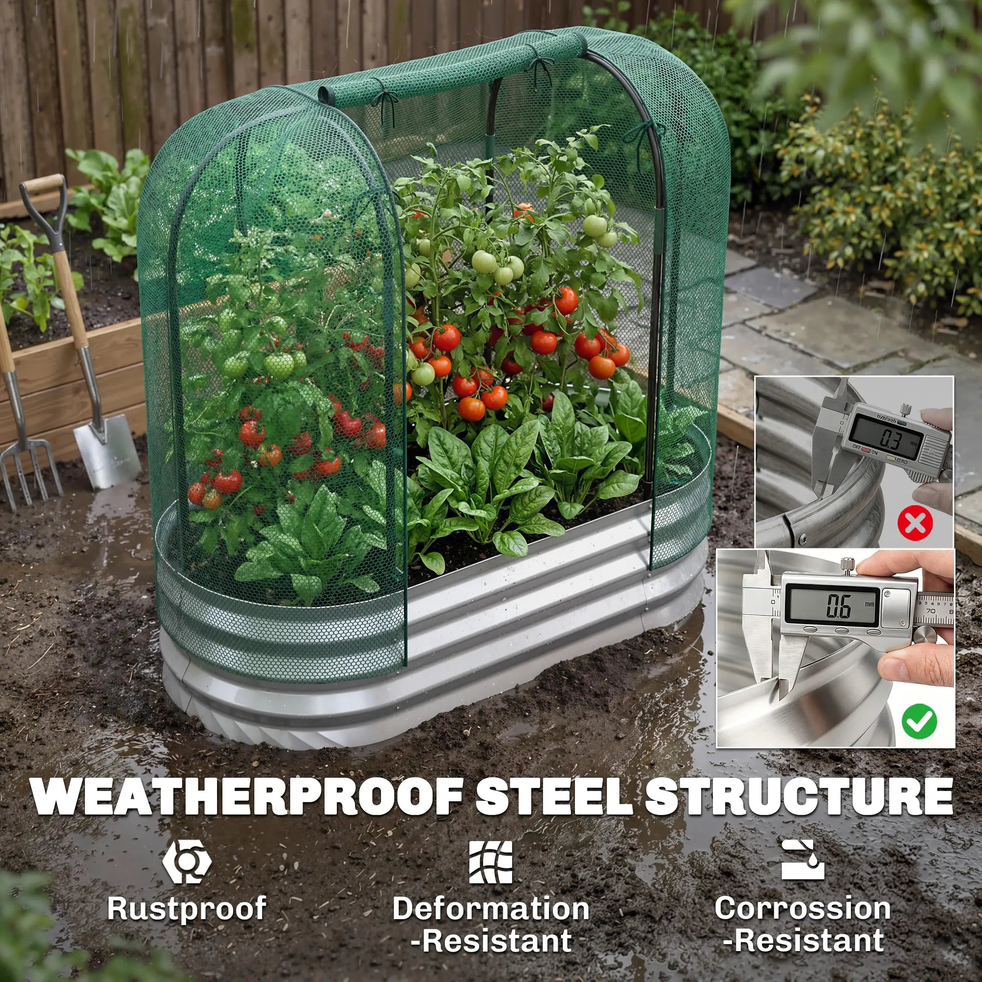Galvanized Raised Garden Bed, Crop Cage Net Cover, Outdoor Planter Box Raised Garden Beds at Gallery Canada