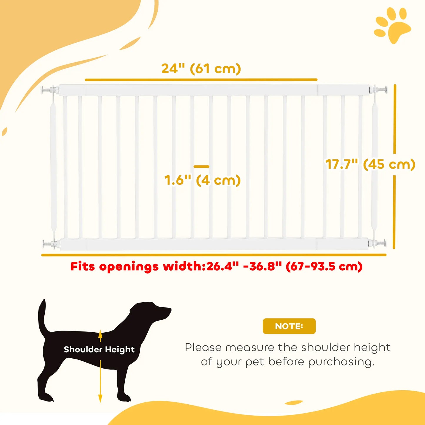 26-37 Inch Dog Gate, Adjustable Pet Gate, 18 Inch Tall, White Pet Gates at Gallery Canada