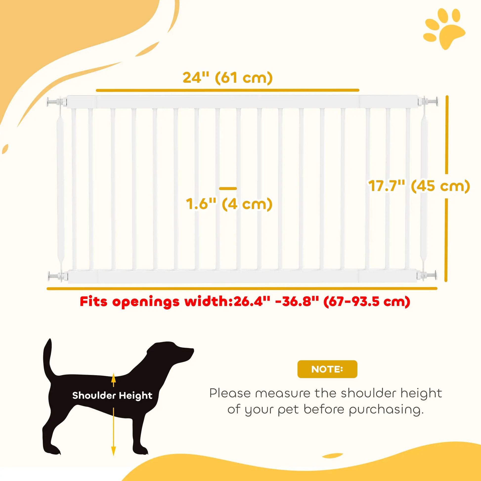 26-37 Inch Dog Gate, Adjustable Pet Gate, 18 Inch Tall, White Pet Gates at Gallery Canada