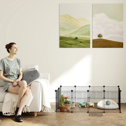 Small Animal Cage Waterproof Mat, DIY Playpen, 12 Panels, Black Houses & Habitats at Gallery Canada