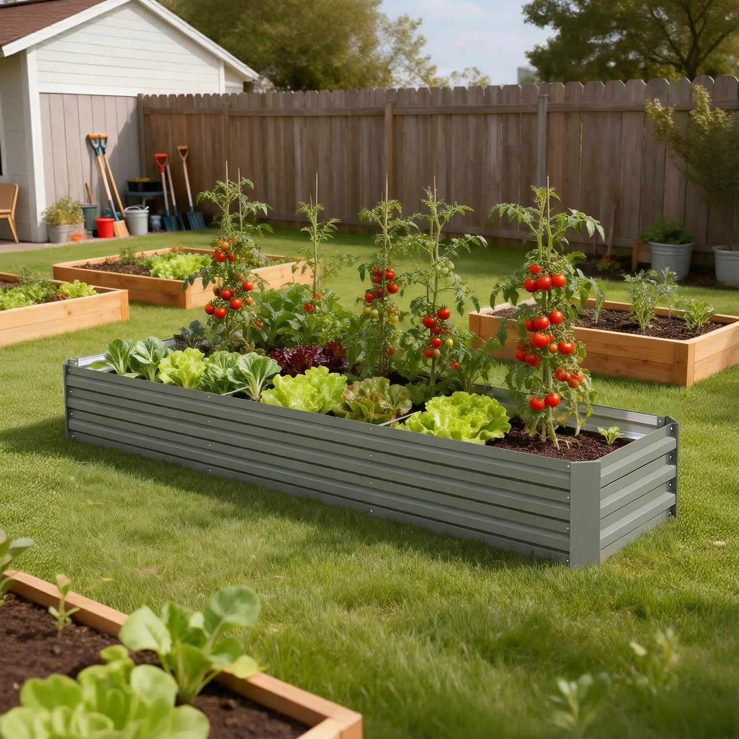 Lit surélevé galvanisé 8'x2'x1', grande jardinière surélevée, galvanisé