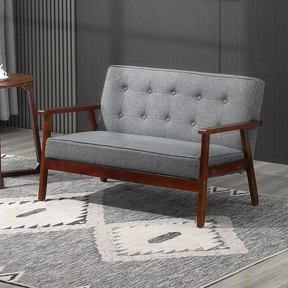 44.5" 2 Seat Sofa, Modern Upholstered Loveseat, Button Tufted Back, Wood Legs, Grey 2-Seater Sofas at Gallery Canada