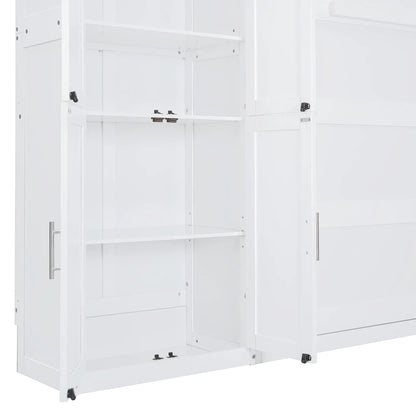 Murphy Bed with Cabinets, Space-Saving Design, 117.5" L x 16" W x 88" H, White Bed Frames at Gallery Canada