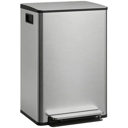 Trash Can with Soft-Close Lid, Garbage Can with Removable Inner Bucket for Kitchen 13.2gal, Silver Household Supplies at Gallery Canada