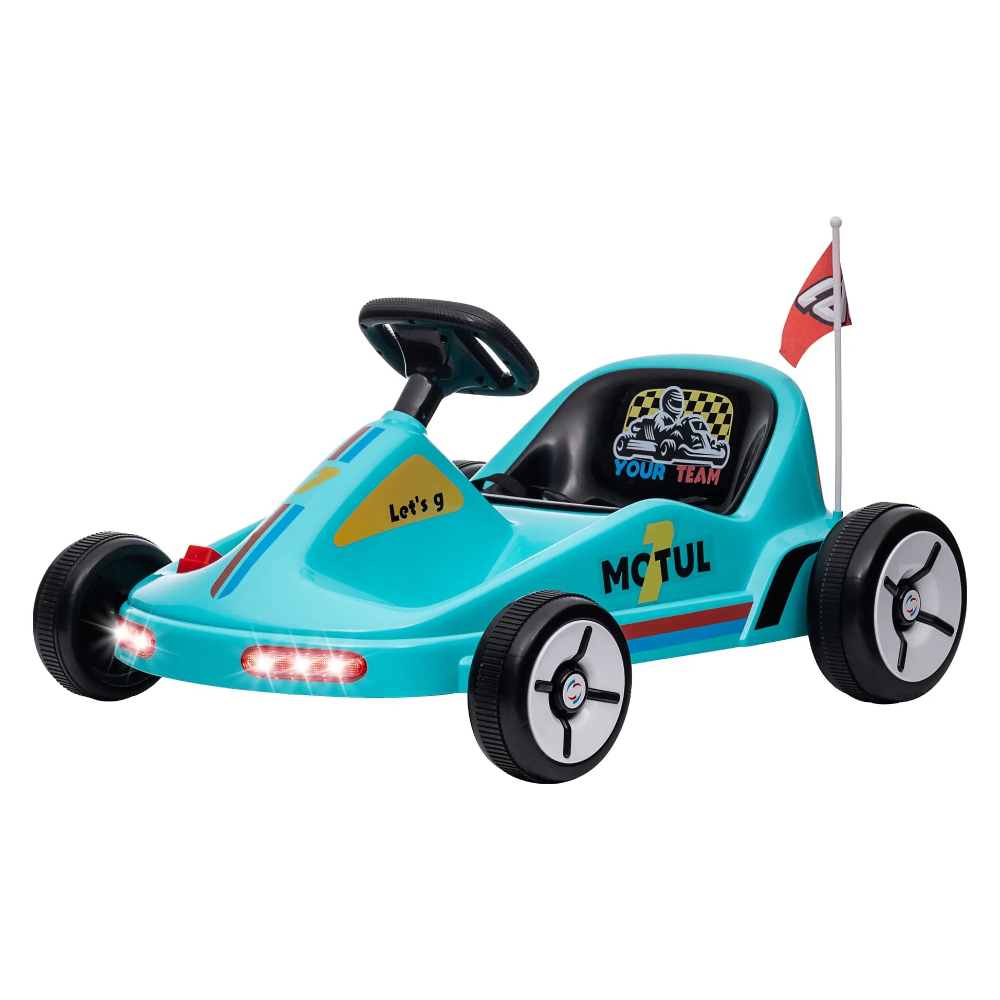 6V Electric Go Kart for Kids 3-5, Music, Light, Horn, Blue Pedal Go Karts for Kids Blue at Gallery Canada