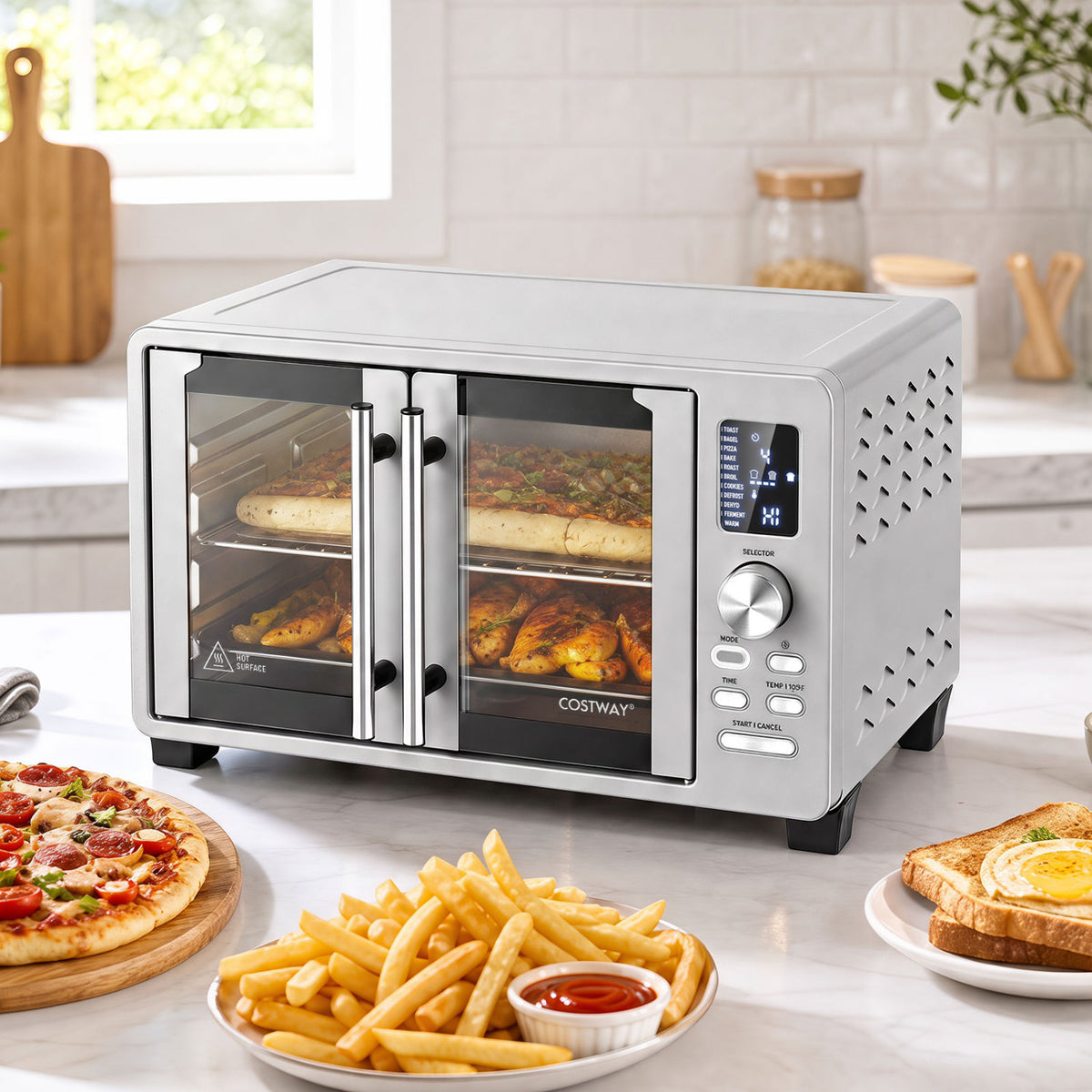 26.4 Quart French Door Convection Toaster Oven, 11 Presets, 1500W