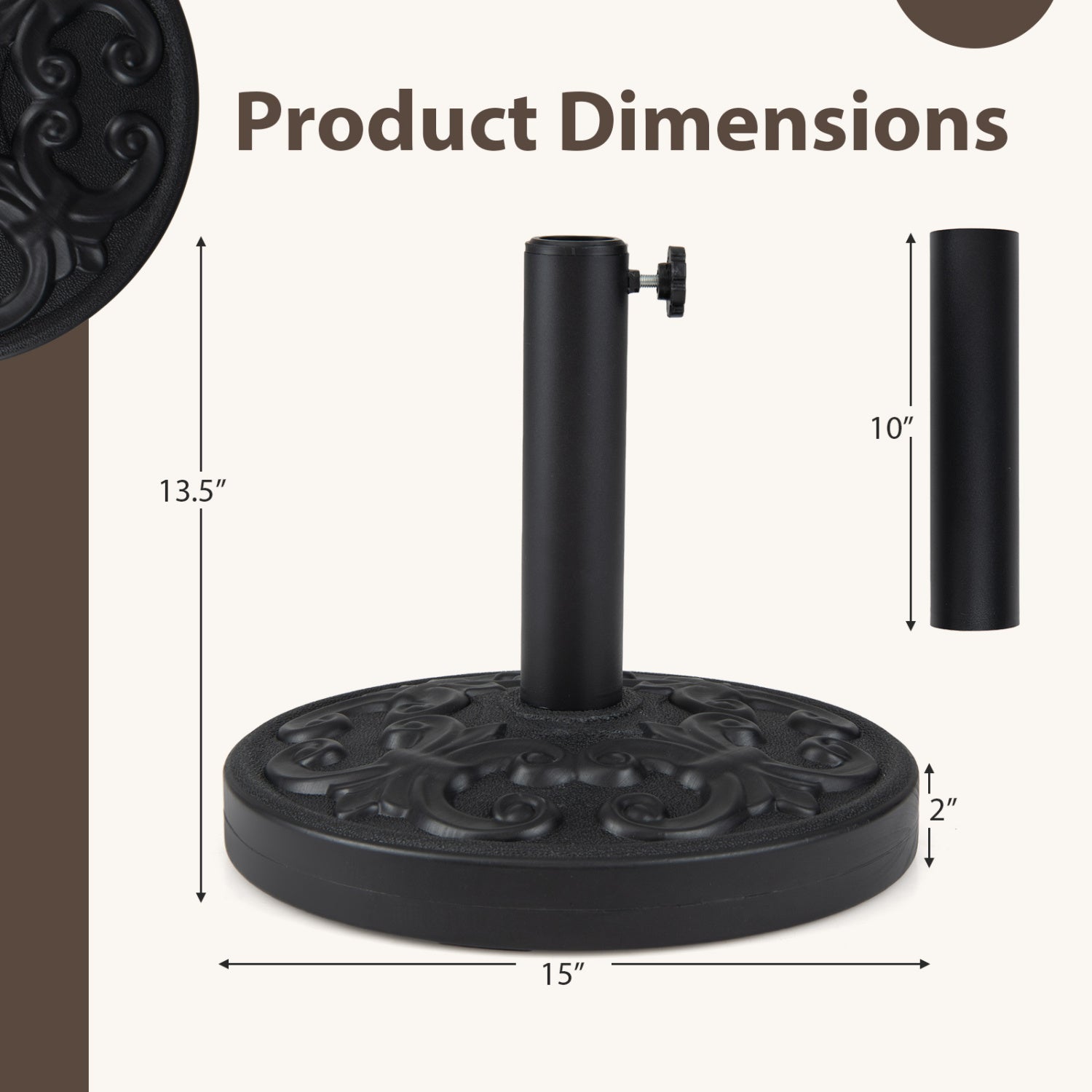 Heavy-Duty Round Umbrella Stand, 26.5 LBS Outdoor Umbrella Bases at Gallery Canada