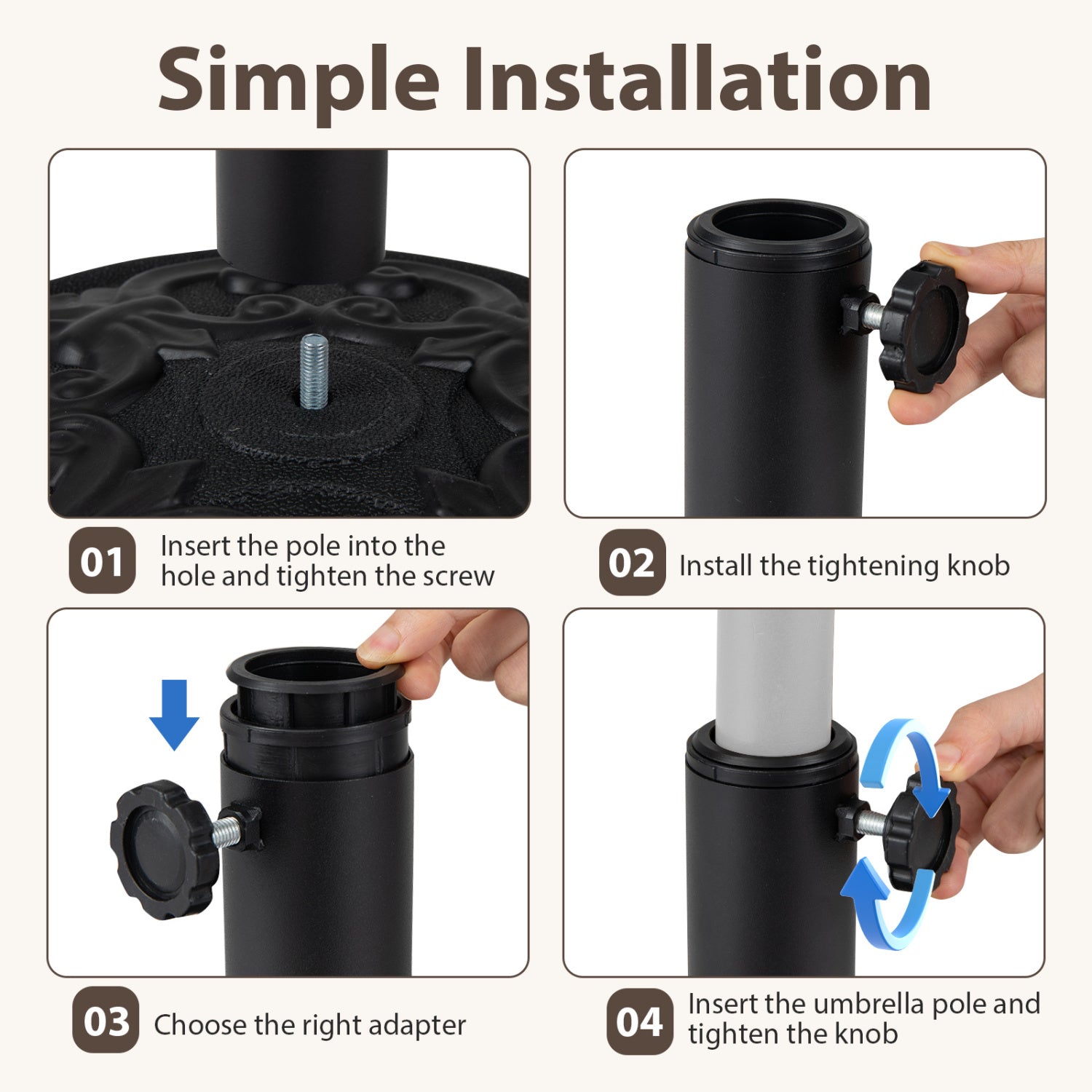 Heavy-Duty Round Umbrella Stand, 26.5 LBS Outdoor Umbrella Bases at Gallery Canada