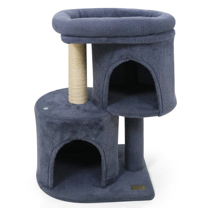 26 Inch Cat Tower with Large Padded Push Perch and Dual Condos, Dark Gray Cat Trees Condos & Scratchers at Gallery Canada