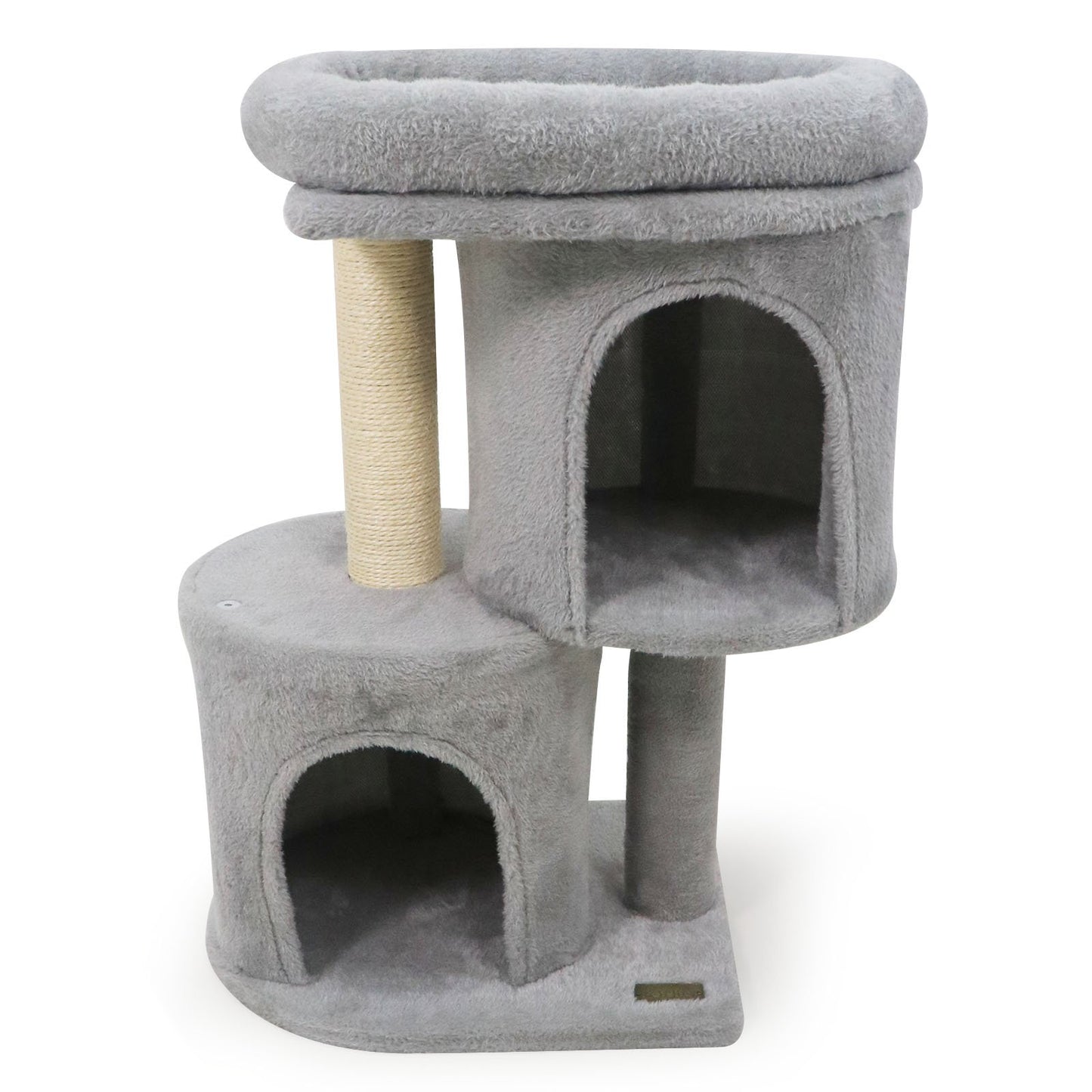 26 Inch Cat Tower with Large Padded Push Perch and Dual Condos, Light Gray Cat Trees Condos & Scratchers at Gallery Canada