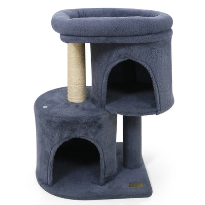 26 Inch Cat Tower with Large Padded Push Perch and Dual Condos, Dark Gray Cat Trees Condos & Scratchers Dark Gray at Gallery Canada
