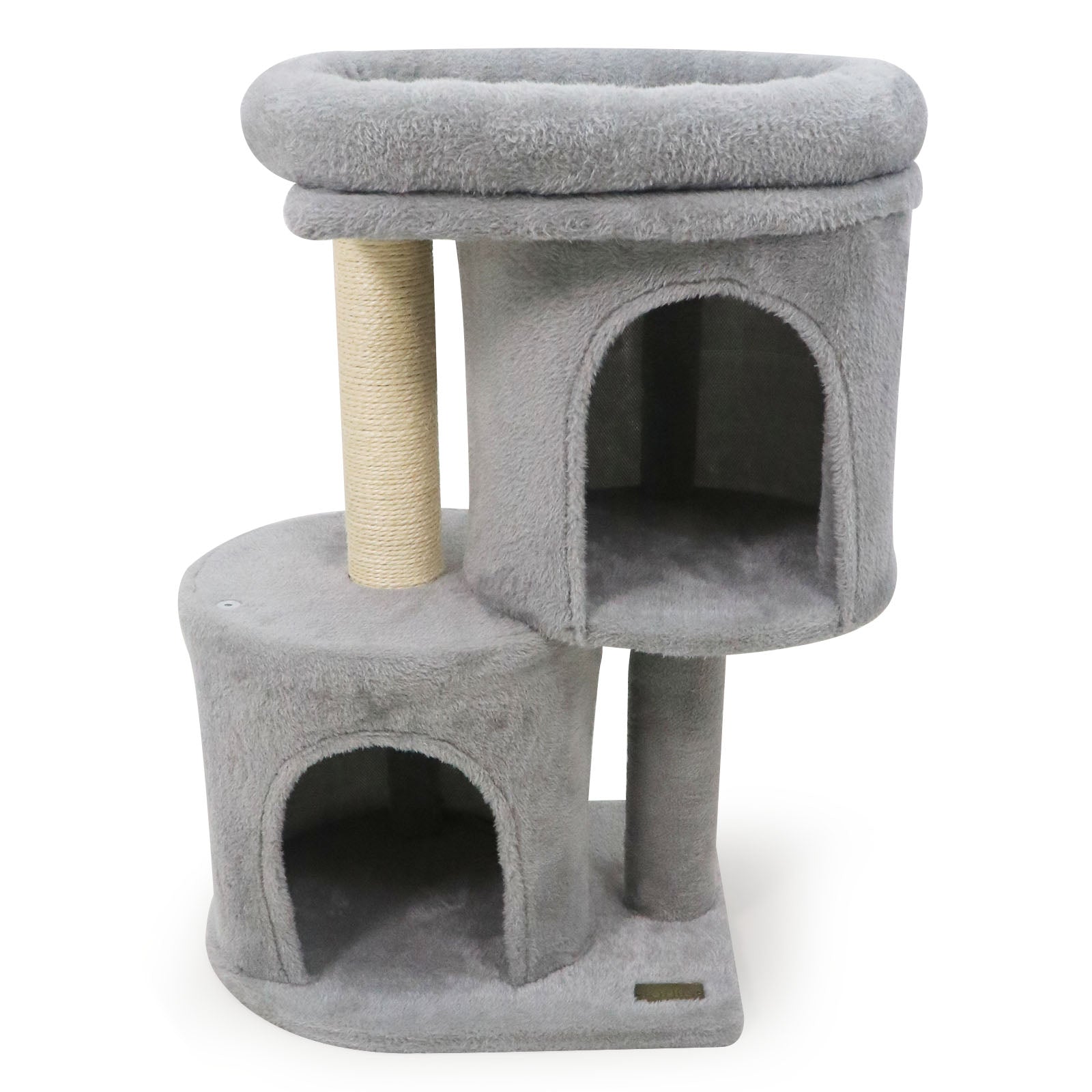 26 Inch Cat Tower with Large Padded Push Perch and Dual Condos, Light Gray Cat Trees Condos & Scratchers Light Gray at Gallery Canada