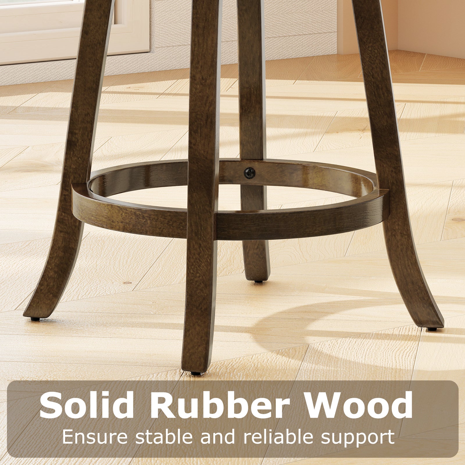 26 Inch Counter Height Bar Stools Set of 2 with Rubber Wood Frame, Brown Bar Stools at Gallery Canada