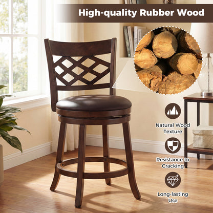 26 Inch Counter Height Bar Stools Set of 2 with Rubber Wood Frame, Brown Bar Stools at Gallery Canada