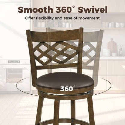 26 Inch Counter Height Bar Stools Set of 2 with Rubber Wood Frame, Brown Bar Stools at Gallery Canada