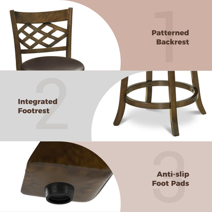 26 Inch Counter Height Bar Stools Set of 2 with Rubber Wood Frame, Brown Bar Stools at Gallery Canada