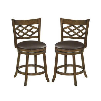 26 Inch Counter Height Bar Stools Set of 2 with Rubber Wood Frame, Brown Bar Stools at Gallery Canada