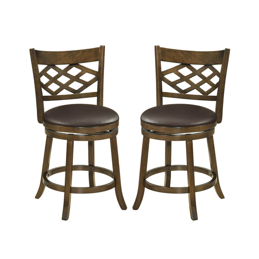 26 Inch Counter Height Bar Stools Set of 2 with Rubber Wood Frame, Brown Bar Stools Brown at Gallery Canada