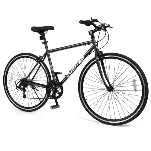 26 Inch Mountain Bike Adjustable with 6-Speed and All-terrain Rubber Wheels, Black