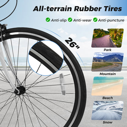 26 Inch Mountain Bike Adjustable with 6-Speed and All-terrain Rubber Wheels, Gray Kids Bike at Gallery Canada